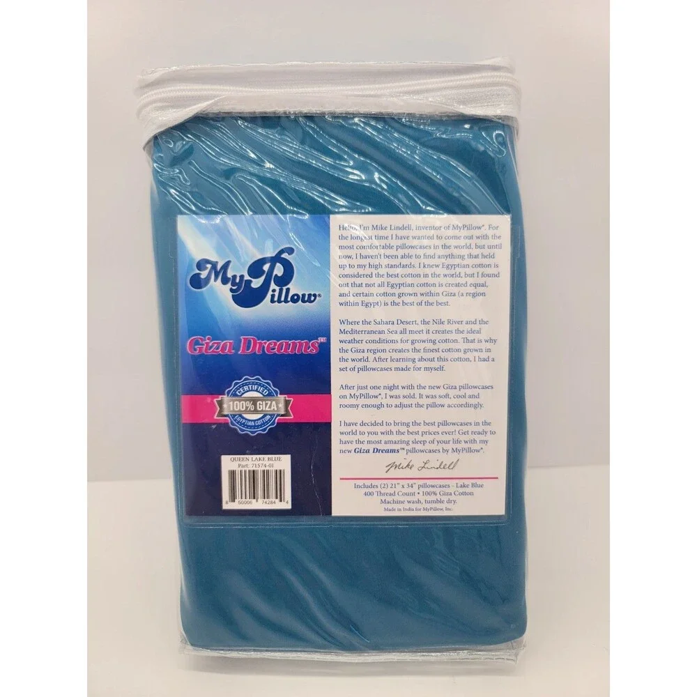 NEW My Pillow Giza Dreams Lake Blue Queen Pillowcase Set (2) 21